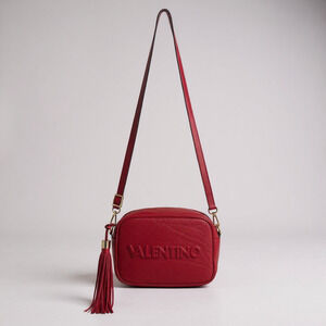 Valentino by Mario Valentino Mia Embossed Leather Crossbody Red Camera Bag